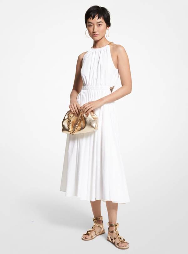 Damske Saty Michael Kors Stretch Cotton Poplin Cutout Biele - Oblecenie Michael Kors Lacne | OTQLB-5314